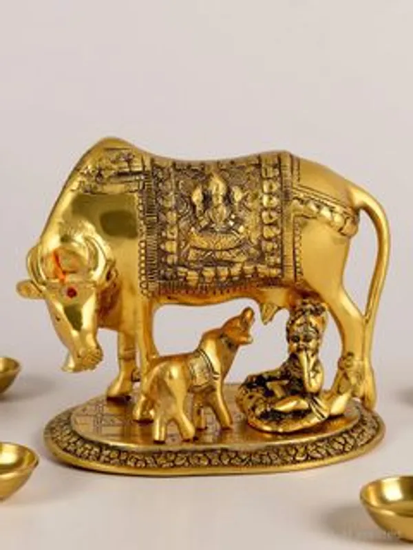Metal_Handcrafted_Krishna_Kamdhenu_Cow_Decorative_Showpiece