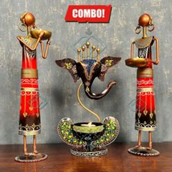 Metal_Multicolor_Ganesha_Musicians_Tealight_Holder_Showpiece