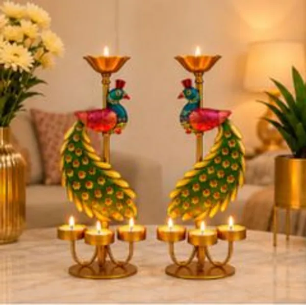 Maa_Bhawani_Handicrafts_Peacock_T_Light_Candle_Holder_Decorative_Showpiece_30_5_Cm