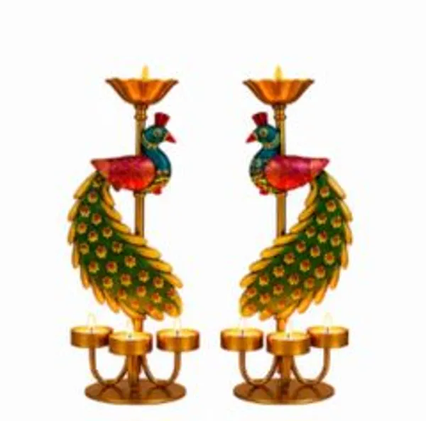 Maa_Bhawani_Handicrafts_Peacock_T_Light_Candle_Holder_Decorative_Showpiece_30_5_Cm