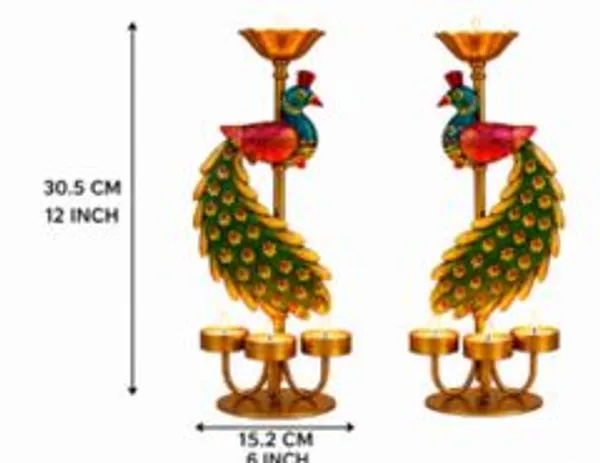 Maa_Bhawani_Handicrafts_Peacock_T_Light_Candle_Holder_Decorative_Showpiece_30_5_Cm