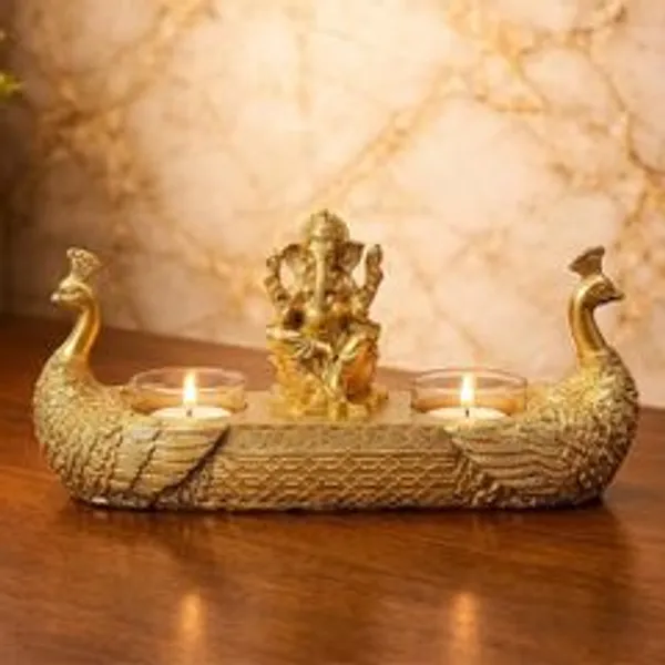 Golden_Lord_Ganesha_Idol_With_Dual_Peacock_Tealight_Candle_Holders_Decorative_Showpiece_14_Cm