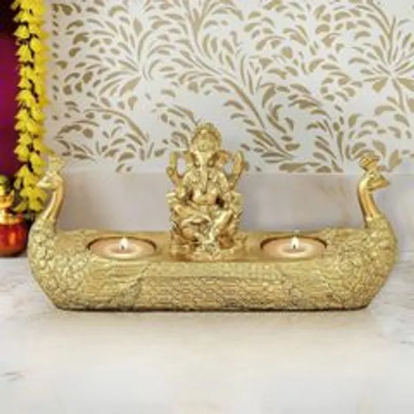 Golden_Lord_Ganesha_Idol_With_Dual_Peacock_Tealight_Candle_Holders_Decorative_Showpiece_14_Cm