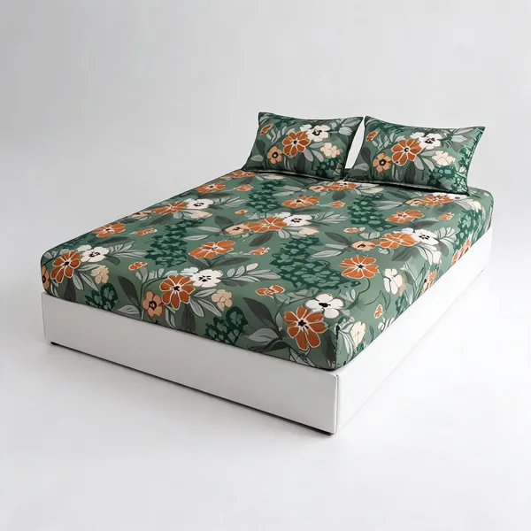 Cotton_Double_King_Fitted_Elastic_250_Tc_Floral_1_Bedsheet_With_2_Pillow_Covers