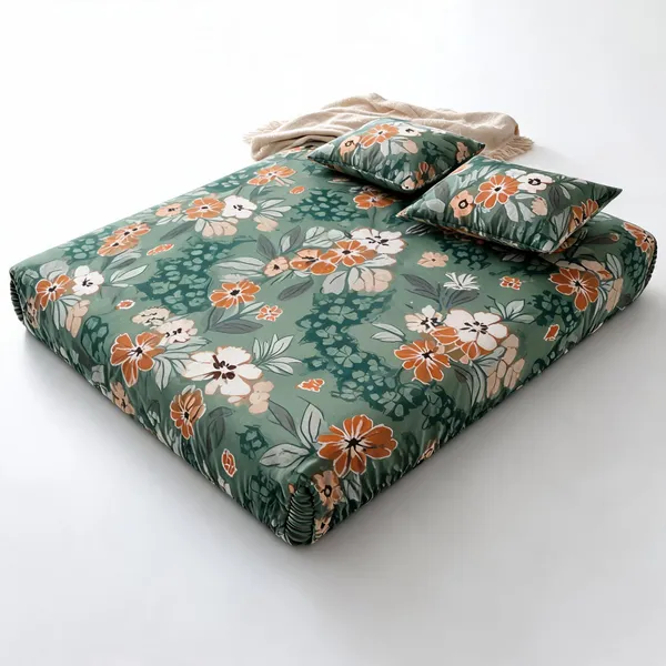 Cotton_Double_King_Fitted_Elastic_250_Tc_Floral_1_Bedsheet_With_2_Pillow_Covers
