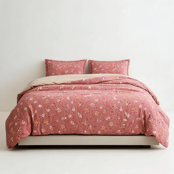 Cotton_Pink_Yellow_Double_Bedding_Set
