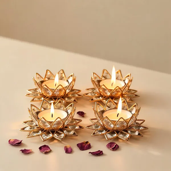 Aluminium_Gold_Lotus_Design_Pooja_Table_Diya_Set_Of_4