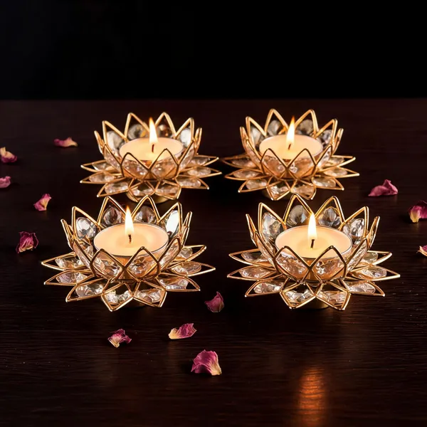 Aluminium_Gold_Lotus_Design_Pooja_Table_Diya_Set_Of_4