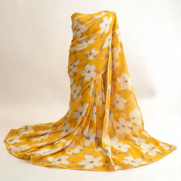 Shrimodheshwari_Floral_Print_Bollywood_Georgette_Saree_Yellow