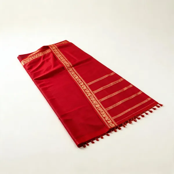 Bs_Dresses_Woven_Handloom_Cotton_Blend_Saree_Red