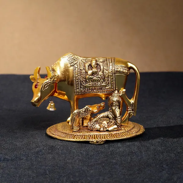 Metal_Handcrafted_Krishna_Kamdhenu_Cow_Decorative_Showpiece