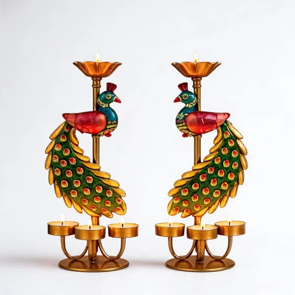 Maa_Bhawani_Handicrafts_Peacock_T_Light_Candle_Holder_Decorative_Showpiece_30_5_Cm