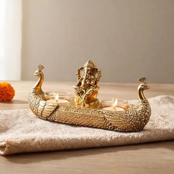 Golden_Lord_Ganesha_Idol_With_Dual_Peacock_Tealight_Candle_Holders_Decorative_Showpiece_14_Cm