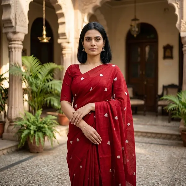Red_Handloom_Pure_Cotton_Printed_Saree_For_Women