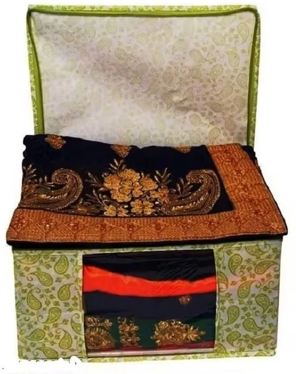 Aspora_Garment_Cover_Foldable_Fabric_Storage_Boxes_with_Lid_(Set_of_6)_|_Multipurpose_Foldable_Clothes_Storage_Organizer_Box_with_Zipper_&_Transparent_Window_(Green)