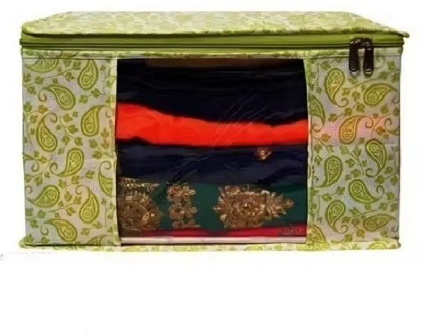 Aspora_Garment_Cover_Foldable_Fabric_Storage_Boxes_with_Lid_(Set_of_4)_|_Multipurpose_Foldable_Clothes_Storage_Organizer_Box_with_Zipper_&_Transparent_Window_(Green)