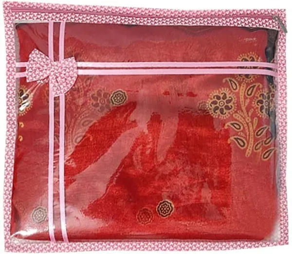 Aspora_Saree_cover_Single_Saree_Cover_Set_of_12_storage_bag_packing_bag_pack_of_12_organizer_Saree_Cover_Bag_with_Transparent_Window_&_Zipper_|_Non-Woven_Clothes_Organizer_(Pink)