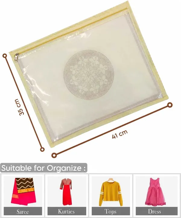 Aspora_Saree_Cover_for_Wardrobe_Storage,_Transparent_Saree_Organizer_Bag_with_Zipper_Reusable_Clothing_Storage_Pouch_for_Home_Organization_and_Travel_Durable_Fabric_Saree_Storage_Cover,_Clothes_Organizer_for_Sarees,_Lehengas_(Mandala_Beige)