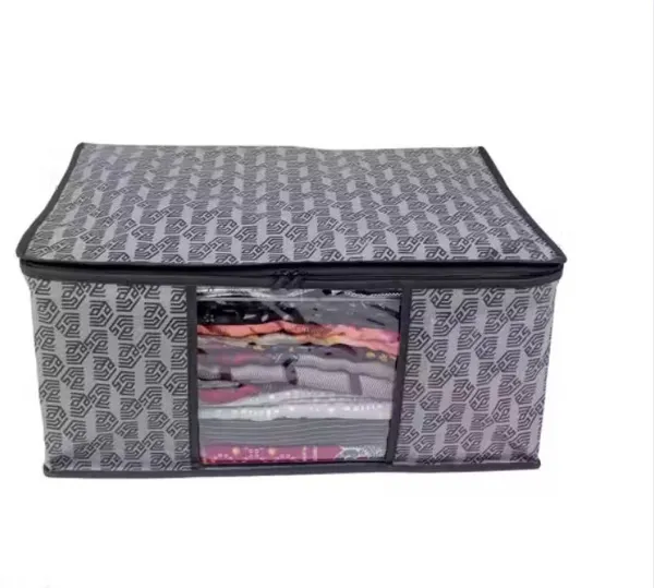 alam_enterprises_Printed_Saree_Cover_(Grey_2,10_Pcs)_Cotton_Laundry_Bag_(Grey_2)