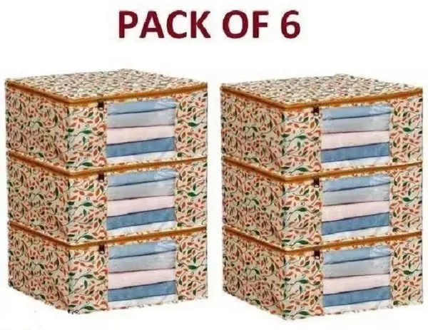 Aspora_Foldable_Clothes_Storage_Organizer_Box_with_Zipper_&_Transparent_Windows_Cotton_Laundry_Bag_(Beige)