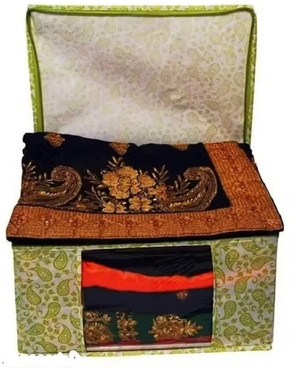 Aspora_Garment_Cover_Foldable_Fabric_Storage_Boxes_with_Lid_(Set_of_6)_|_Multipurpose_Foldable_Clothes_Storage_Organizer_Box_with_Zipper_&_Transparent_Window_(Green)