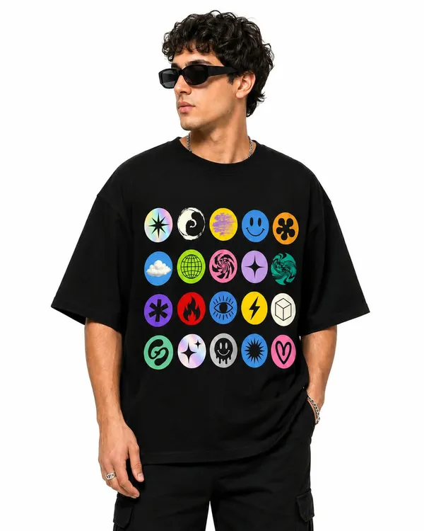 Pop_Icons_Grid_Oversized_Graphic_T_Shirt_Y2k_Retro_Streetwear_Tee