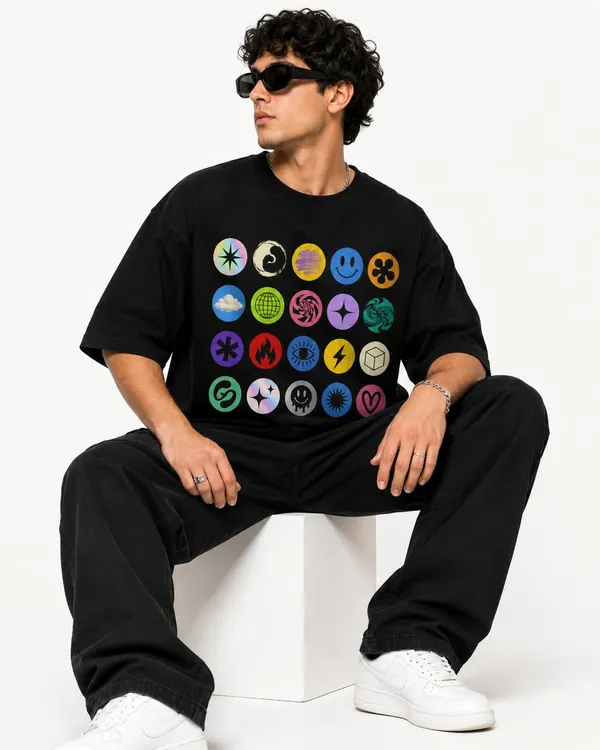 Pop_Icons_Grid_Oversized_Graphic_T_Shirt_Y2k_Retro_Streetwear_Tee