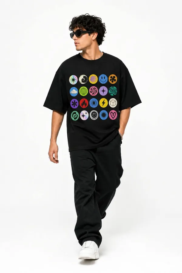 Pop_Icons_Grid_Oversized_Graphic_T_Shirt_Y2k_Retro_Streetwear_Tee