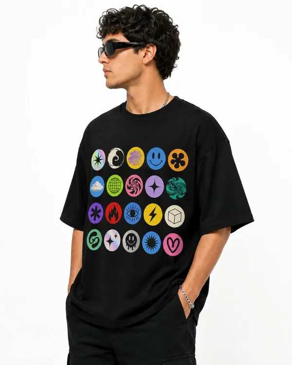 Pop_Icons_Grid_Oversized_Graphic_T_Shirt_Y2k_Retro_Streetwear_Tee