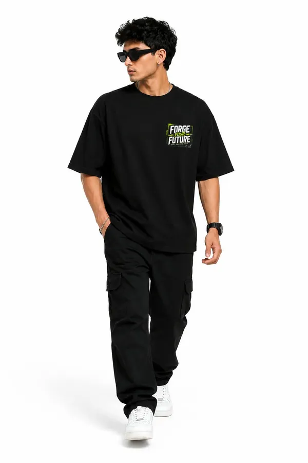 Forge_Your_Future_Cyber_Supercar_Oversized_Graphic_T_Shirt_Neon_Streetwear_Tee