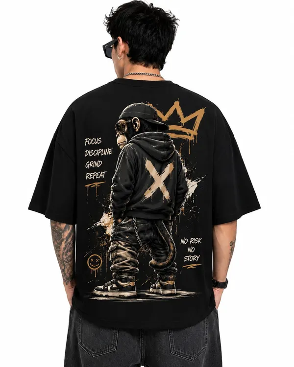 No_Risk_No_Story_Urban_King_Ape_Oversized_Graphic_T_Shirt_Streetwear_Heavyweight_Tee