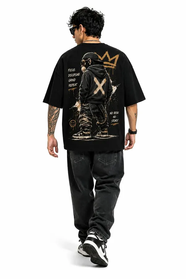 No_Risk_No_Story_Urban_King_Ape_Oversized_Graphic_T_Shirt_Streetwear_Heavyweight_Tee