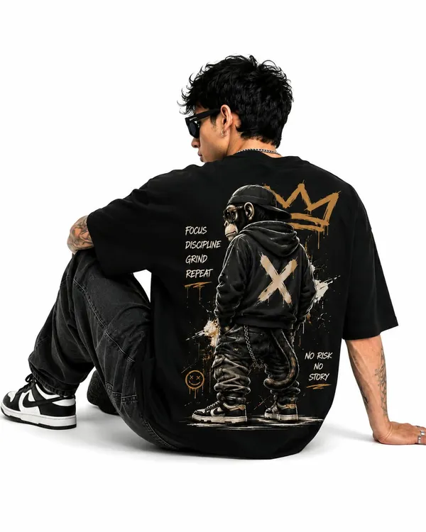 No_Risk_No_Story_Urban_King_Ape_Oversized_Graphic_T_Shirt_Streetwear_Heavyweight_Tee