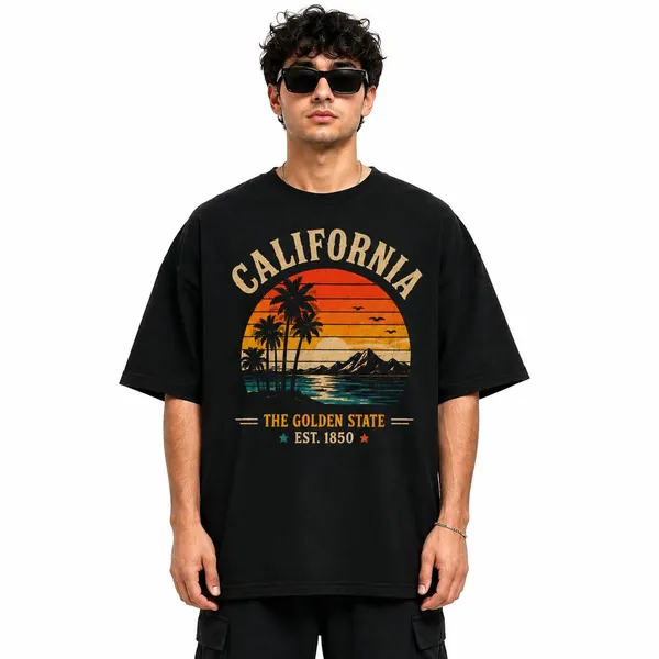 California_The_Golden_State_Retro_Sunset_Oversized_Graphic_T_Shirt_Vintage_Streetwear_Tee