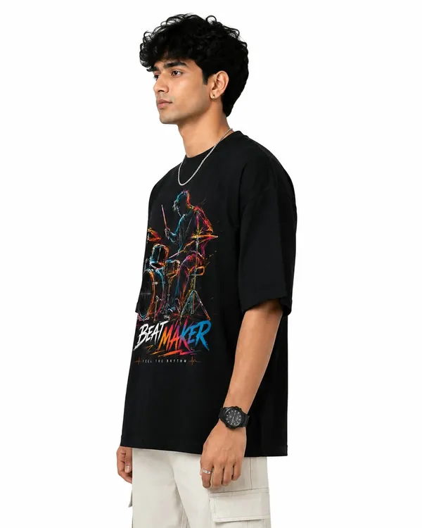 Beatmaker_Neon_Drummer_Oversized_Graphic_T_Shirt_Music_Streetwear_Tee