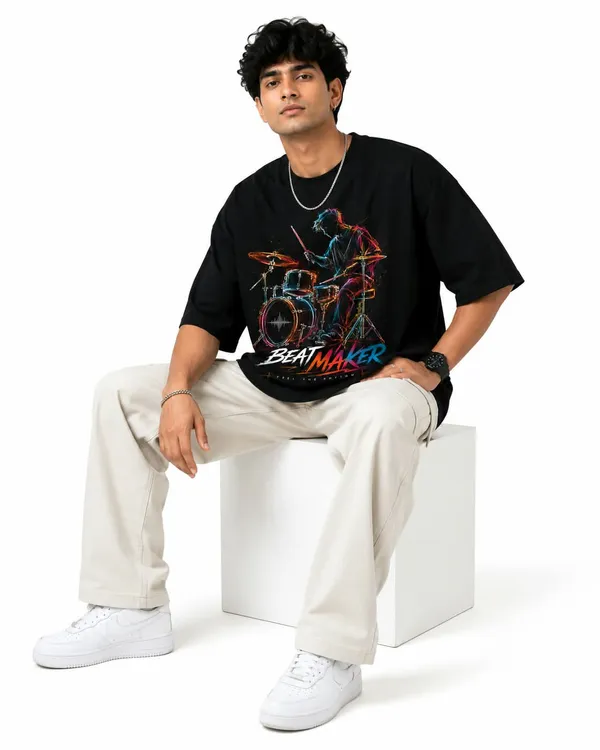 Beatmaker_Neon_Drummer_Oversized_Graphic_T_Shirt_Music_Streetwear_Tee