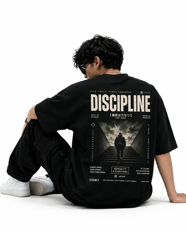 Discipline_Over_Motivation_Japanese_Kanji_Oversized_Graphic_T_Shirt_Urban_Techwear_Street_Tee