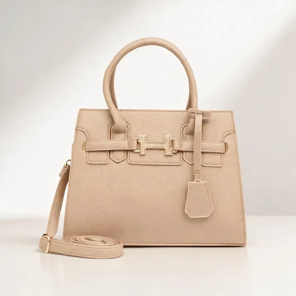 Beige_Premium_Pu_Leather_Tote_Handbag_For_Women