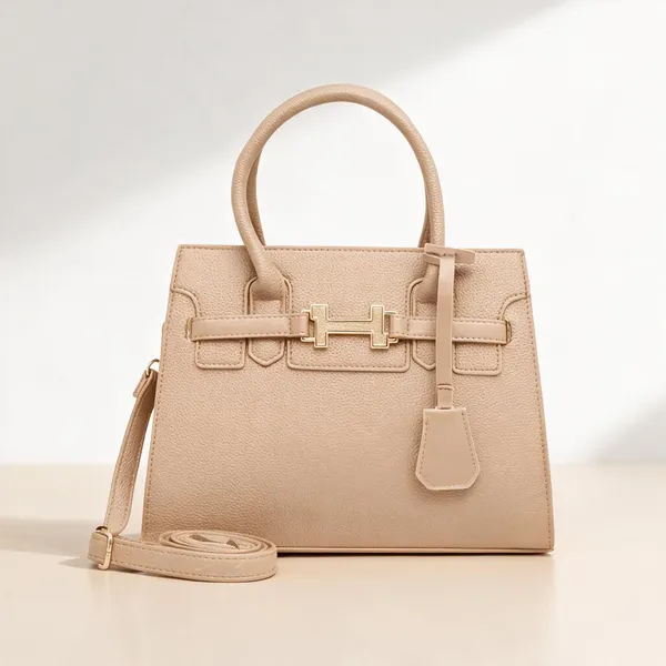 Beige_Premium_Pu_Leather_Tote_Handbag_For_Women