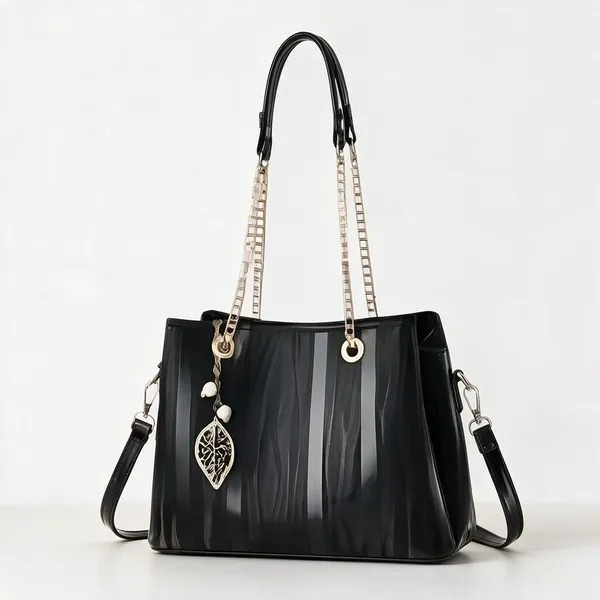 Black_Premium_Pu_Leather_Tote_Handbag_For_Women