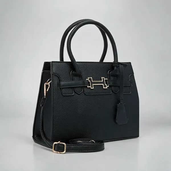 Black_Premium_Pu_Leather_Tote_Handbag_For_Women