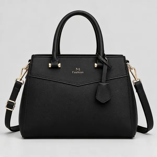 Black_Premium_Pu_Leather_Tote_Handbag_For_Women
