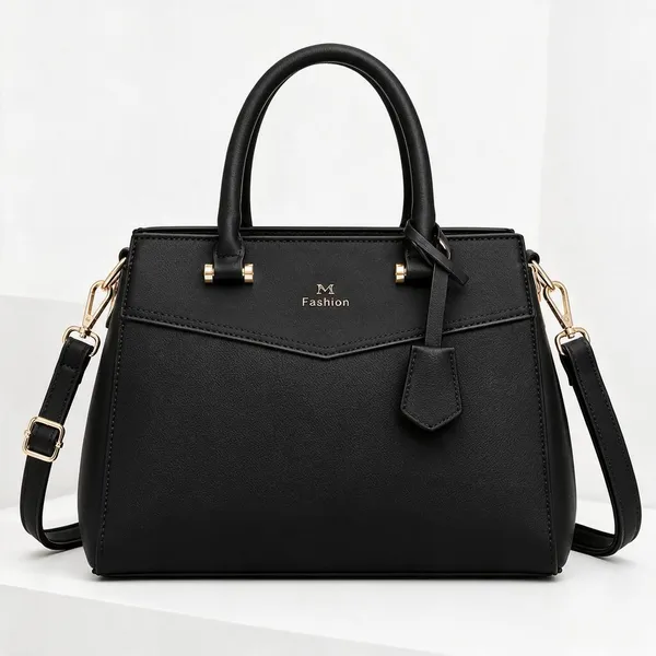 Black_Premium_Pu_Leather_Tote_Handbag_For_Women