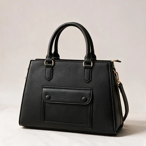 Black_Premium_Faux_Leather_Tote_Handbag_For_Women