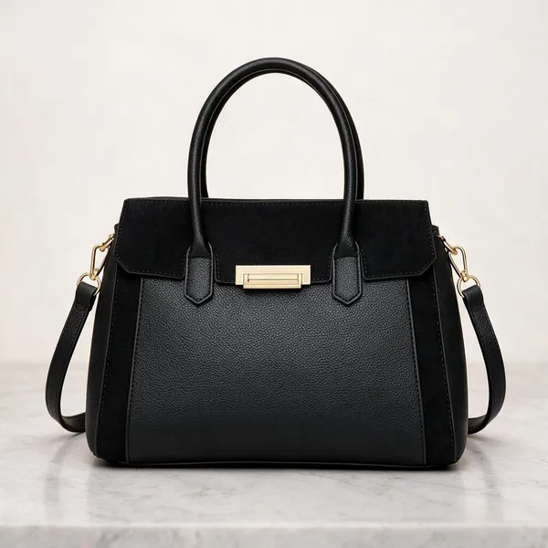 Black_Premium_Pu_Leather_Tote_Handbag_For_Women