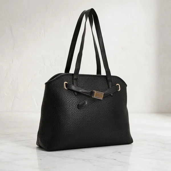 Black_Premium_Faux_Leather_Tote_Handbag_For_Women