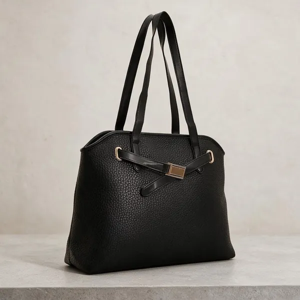 Black_Premium_Faux_Leather_Tote_Handbag_For_Women