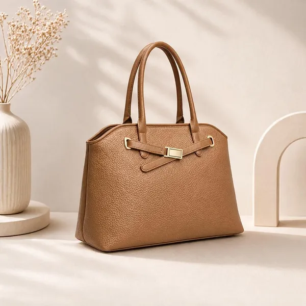 Beige_Premium_Faux_Leather_Tote_Handbag_For_Women