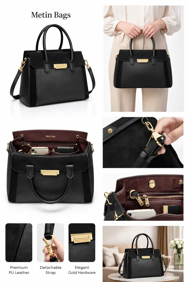 Black_Premium_Pu_Leather_Tote_Handbag_For_Women