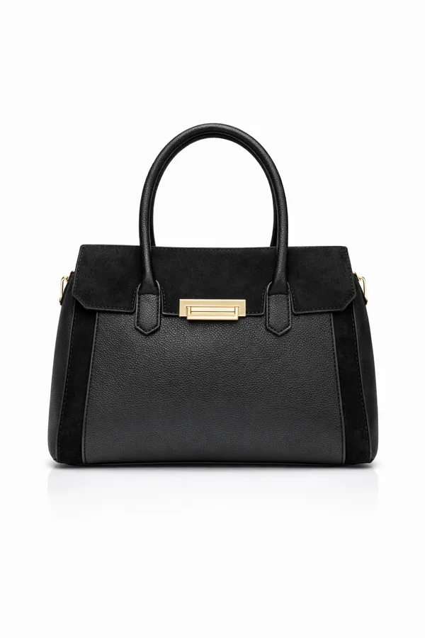 Black_Premium_Pu_Leather_Tote_Handbag_For_Women